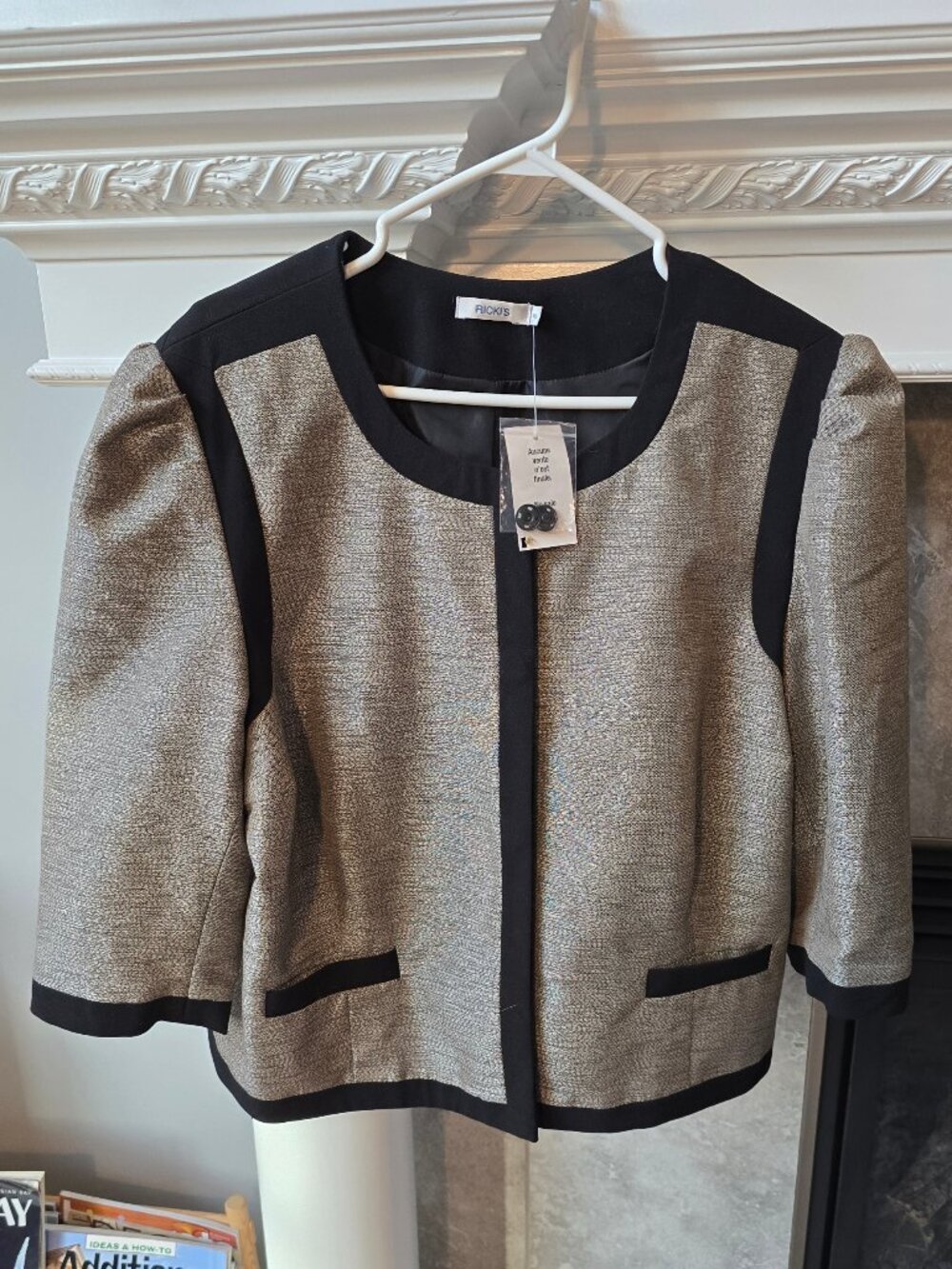 NWT Ricki's Metallic Tweed Cropped Blazer Jacket Size 18